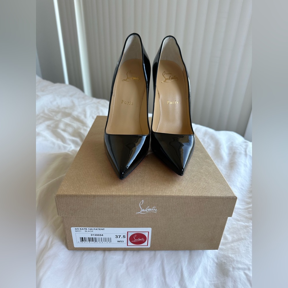 So Kate 120 Black Patent Christian Louboutin Heels size 37.5